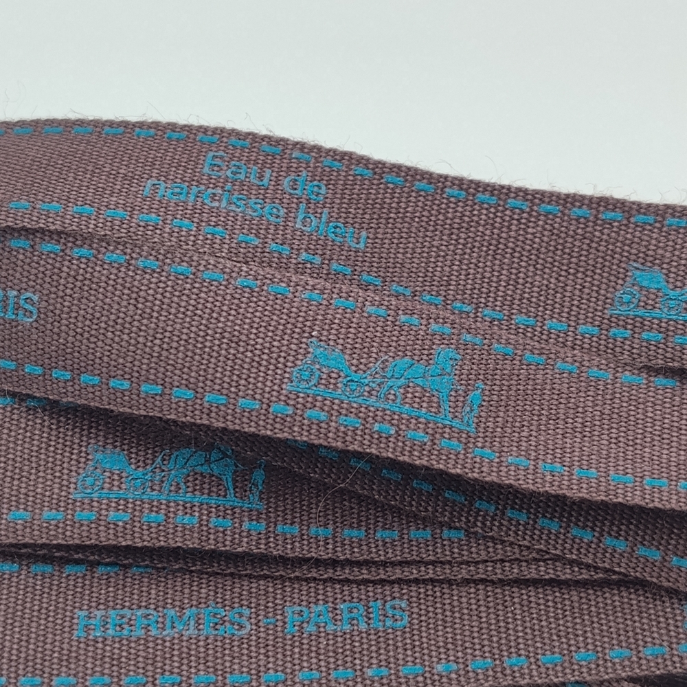 HERMÈS Eau de Narcisse Bleu Ribbon Five (5) Yards Continuous ½″ Brown/Blue - Picture 3 of 4